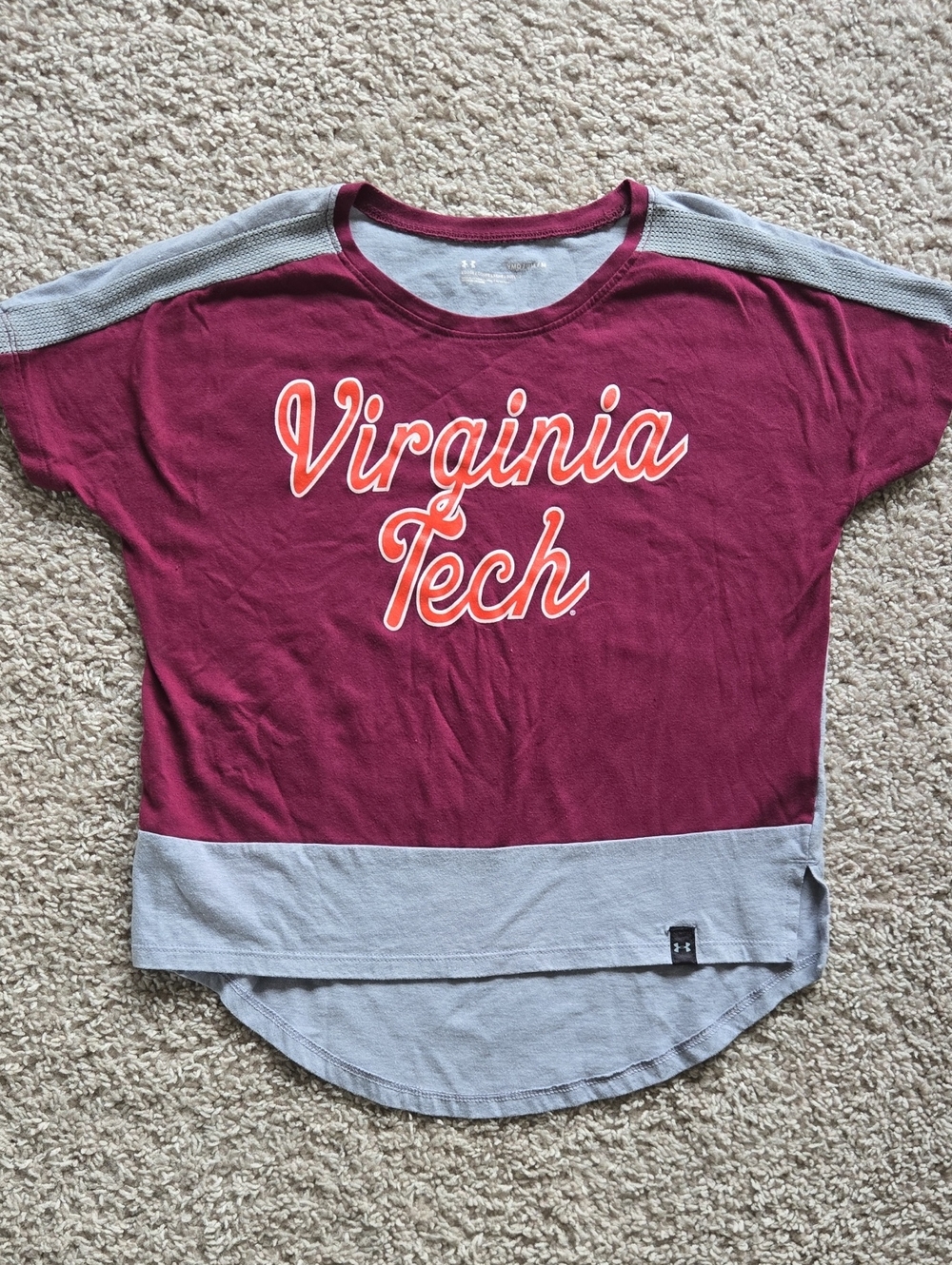 Under Armour Virginia Tech Girls' Maroon & Gray Tee